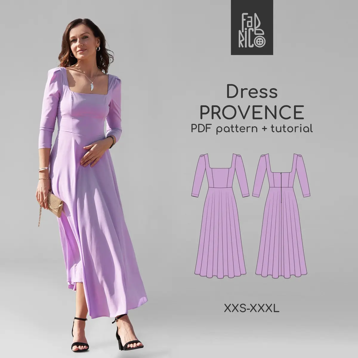 Provence women's dress sewing pattern + video tutorial