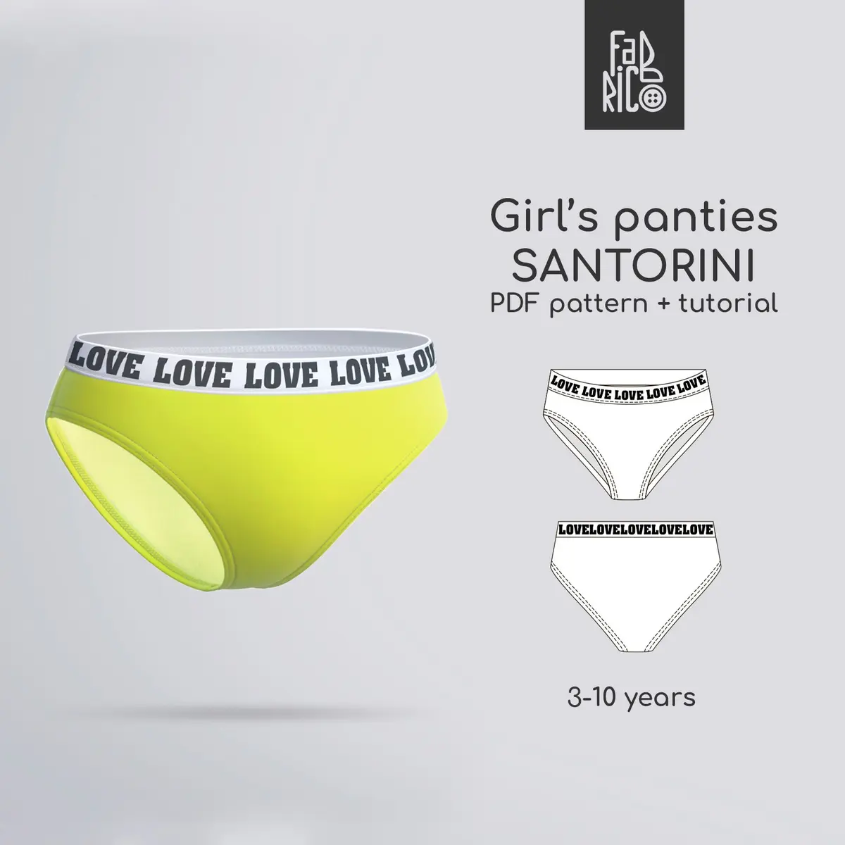 Santorini girl's beach panties sewing pattern