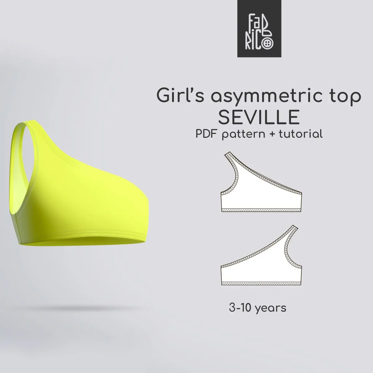 Seville girls' asymmetric swim top sewing pattern