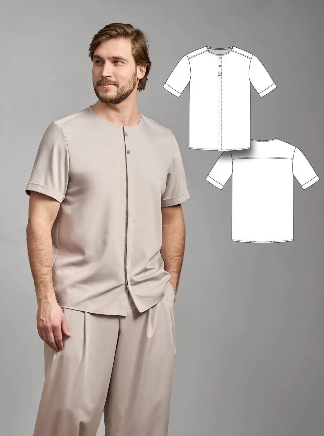 Leopoldo — Men's Shirt PDF Sewing Pattern + Video Tutorial | Sizes S–5XL | Fabrico