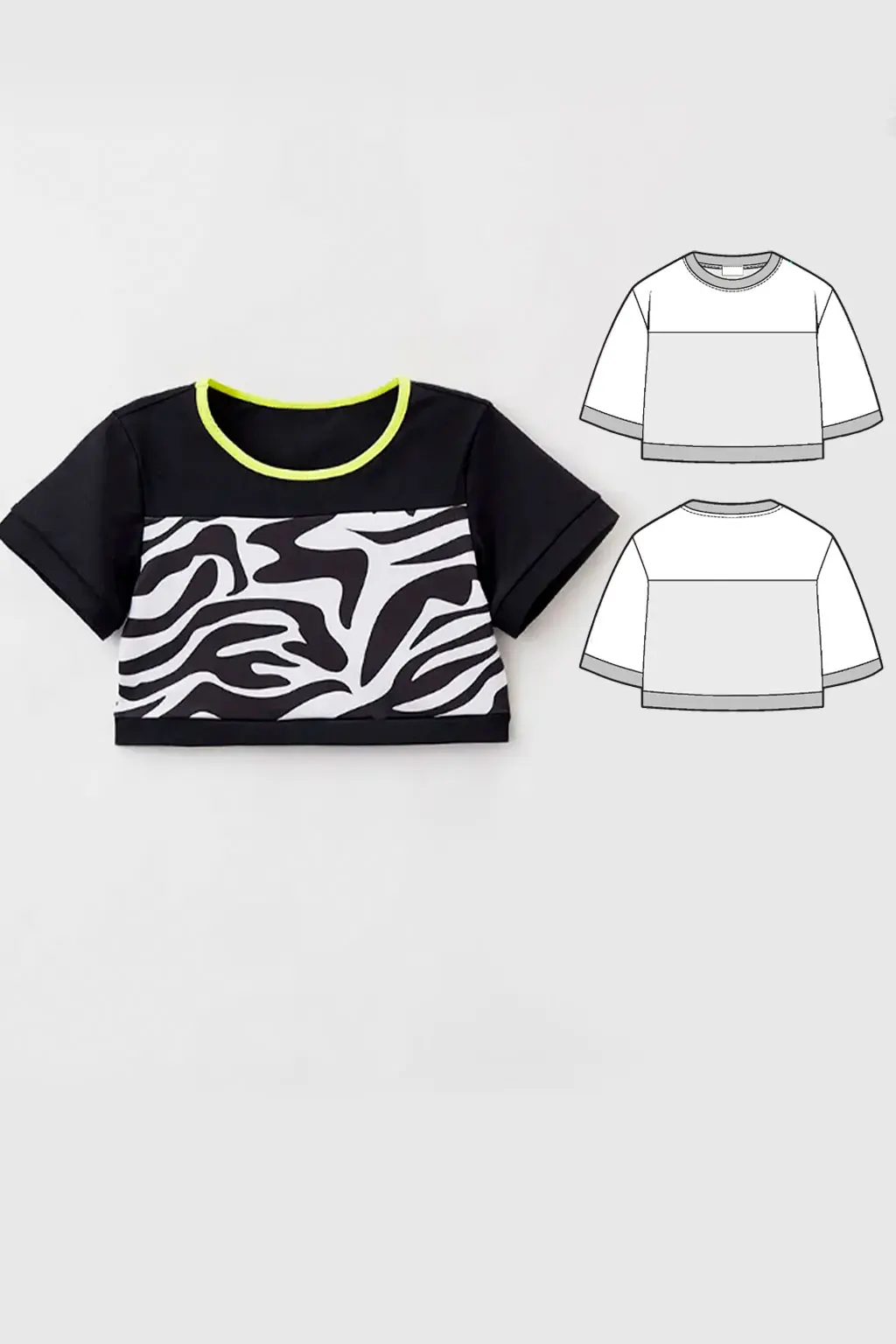 Adell girls' cropped top shirt sewing pattern