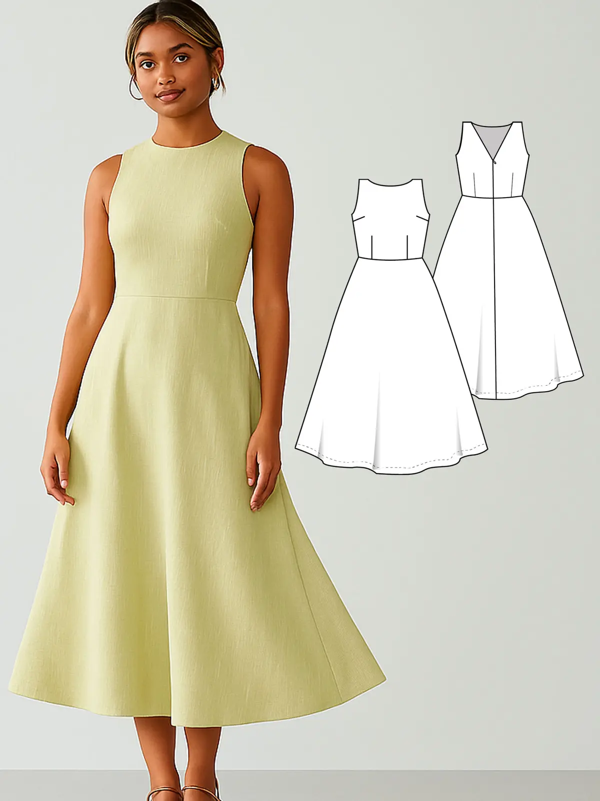 Kiwi women's dress sewing pattern + video tutorial
