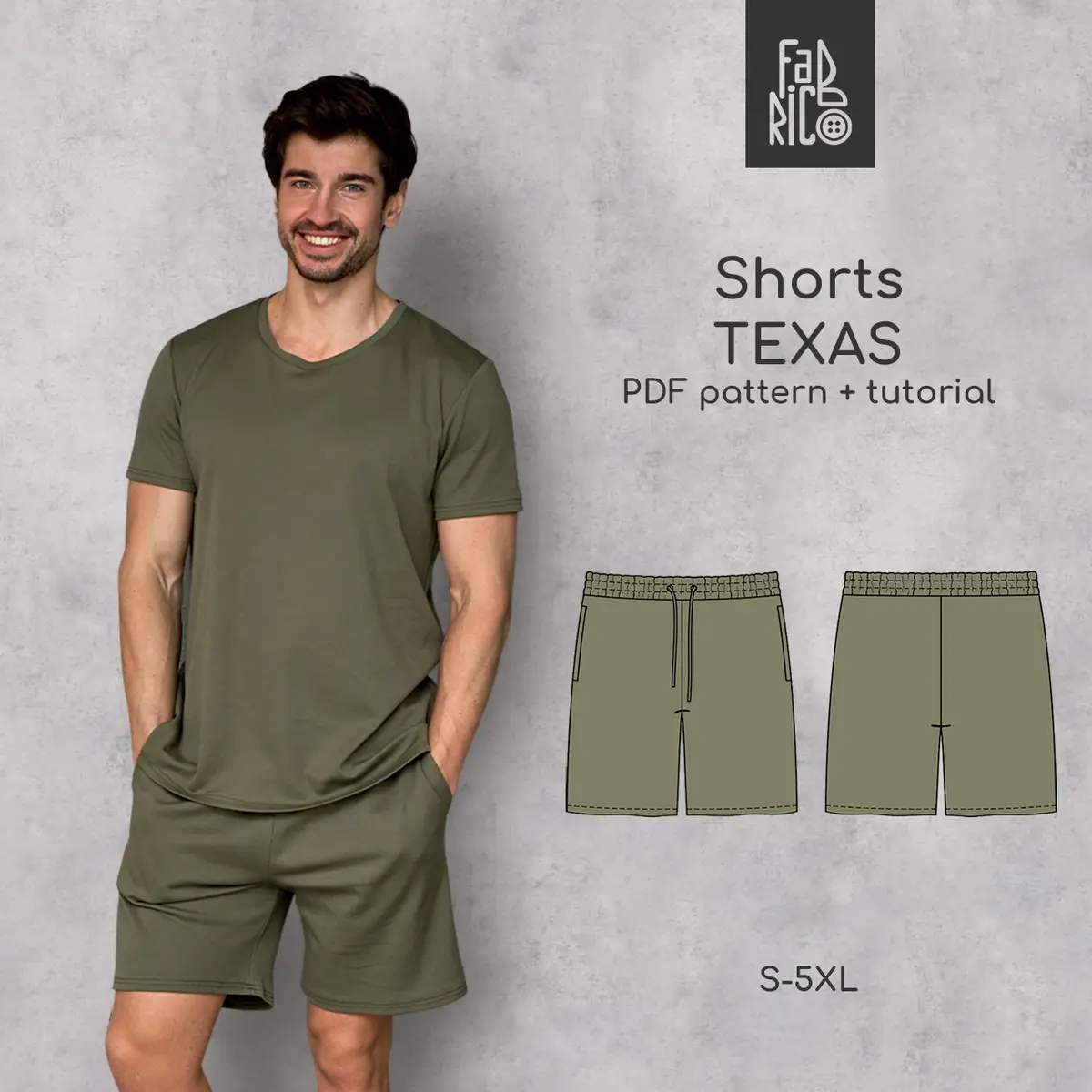 Texas men's shorts sewing sewing pattern + video tutorial