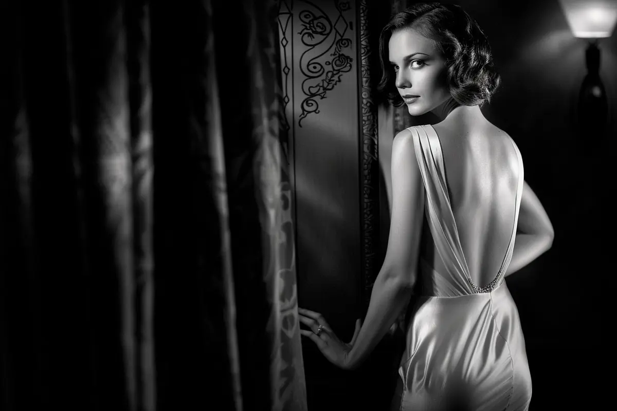 1930s bias-cut evening gown — Hollywood glamour