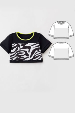 Adell girls' cropped top shirt sewing pattern