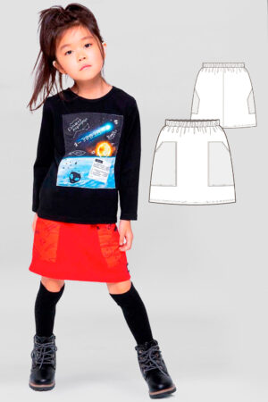 Tokyo girls' skirt with pockets sewing pattern