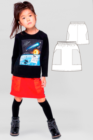 Tokyo girls' skirt with pockets sewing pattern