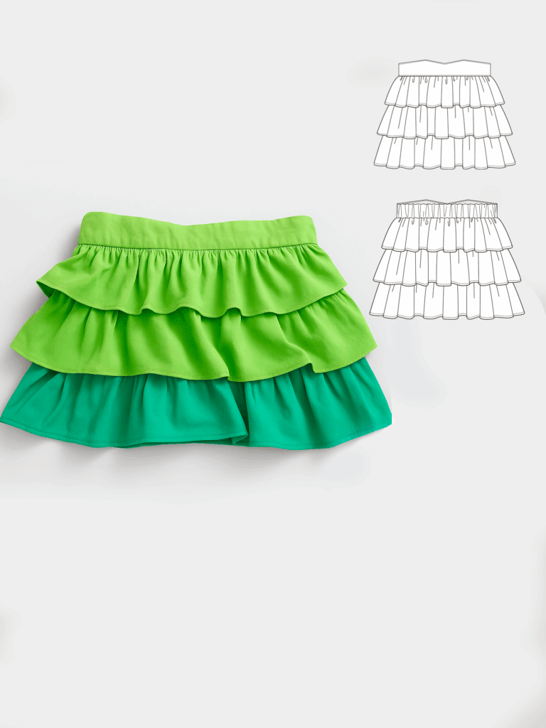 Toulouse girls' flounced skirt sewing pattern + video tutorial - Fabrico