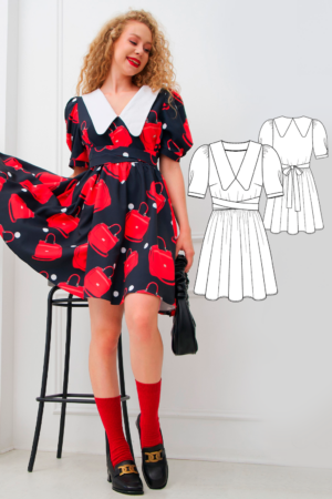 Victoria V-neck women's dress sewing pattern