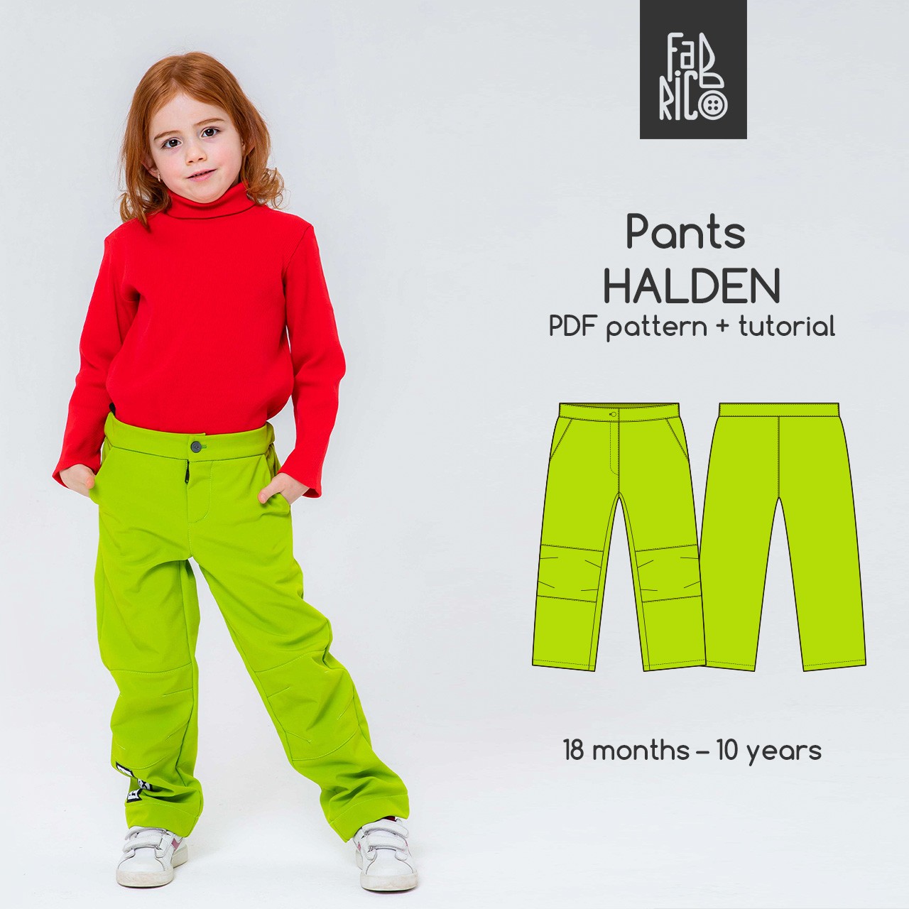 Outdoor rainproof child pants Halden sewing pattern - Fabrico
