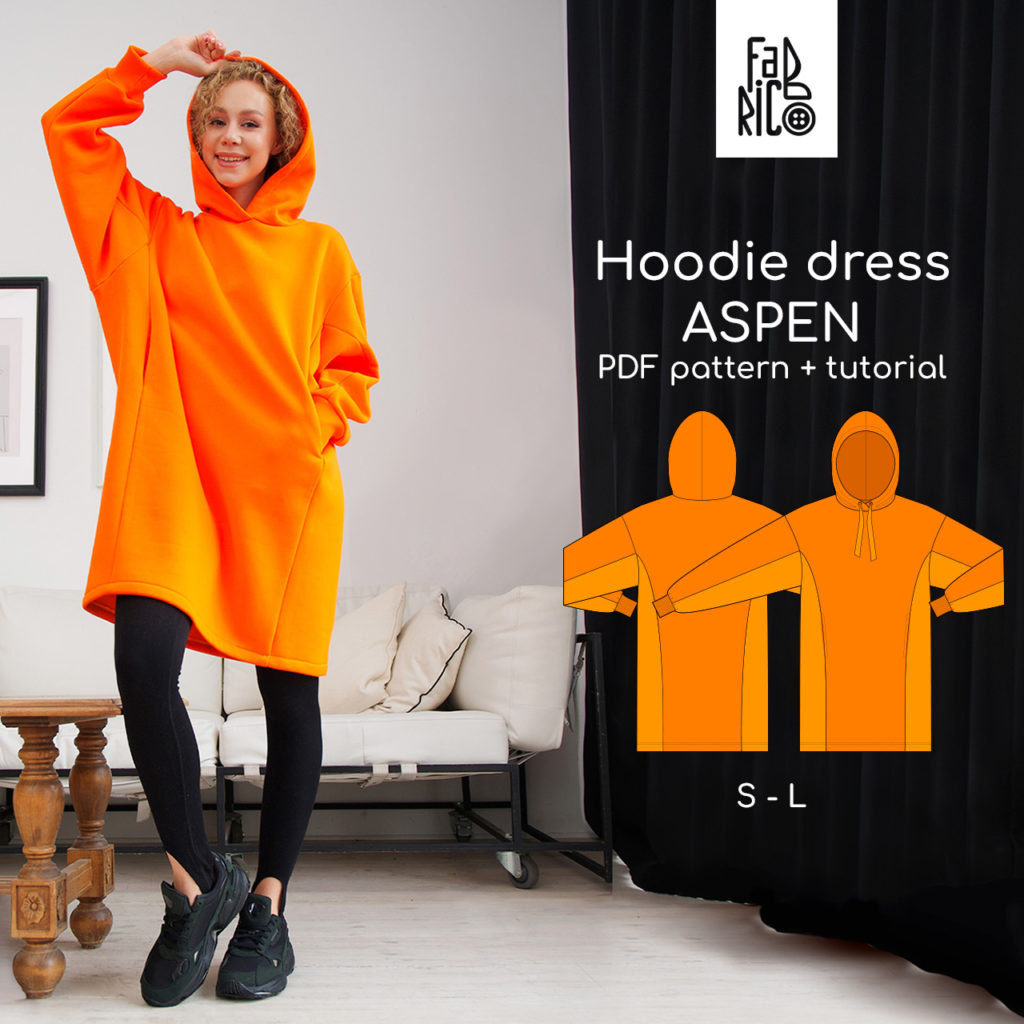 Aspen oversized hoodie dress pattern Fabrico