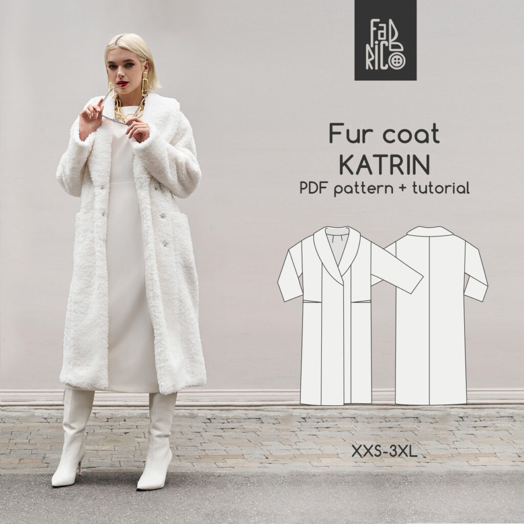 Katrin women's fur coat sewing pattern + video tutorial