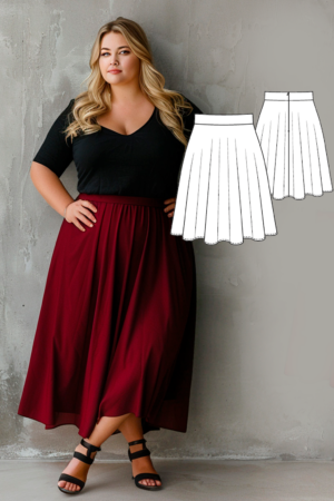 Bordeaux women's +size skirt sewing pattern + video tutorial