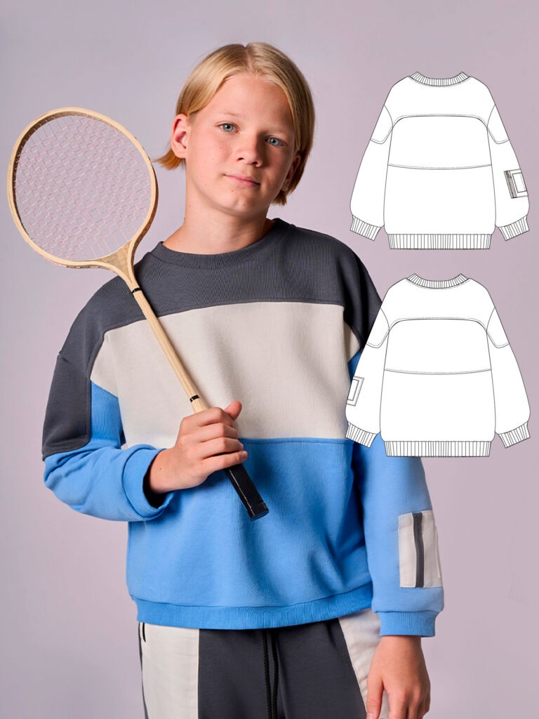 Radius boys' sweatshirt sewing pattern + video tutorial - Fabrico