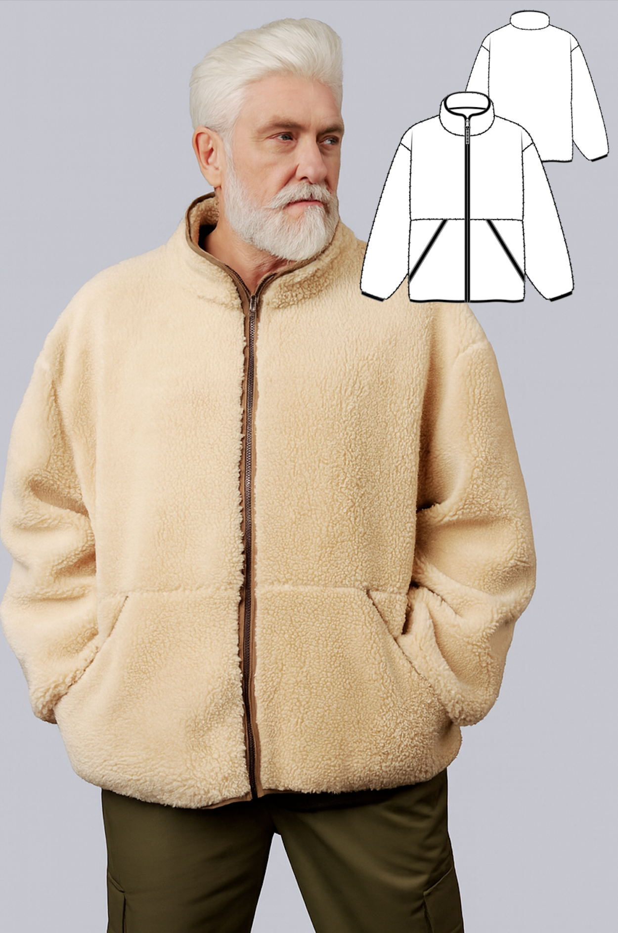Taimyr men's fleece jacket sewing pattern + video tutorial