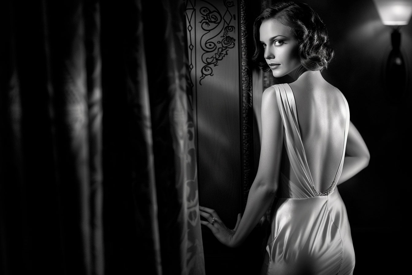 1930s bias-cut evening gown — Hollywood glamour