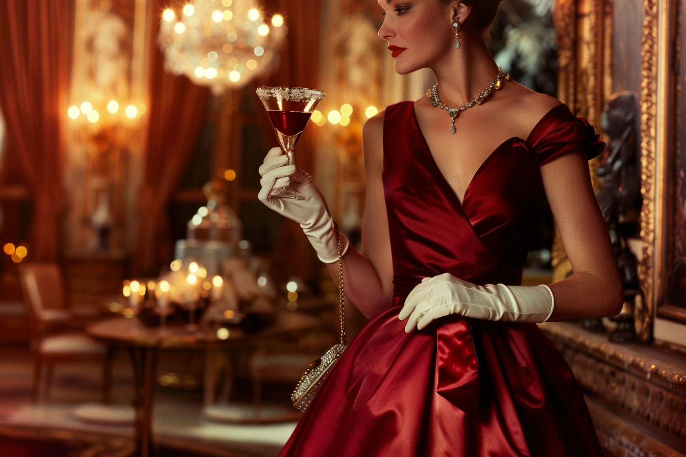 1950s cocktail dress — fitted bodice and full skirt