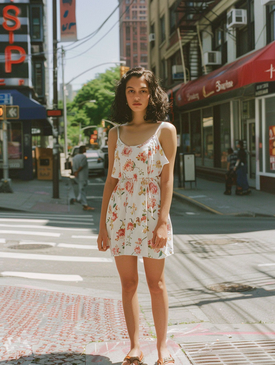 1990s slip dress and floral mini sundress