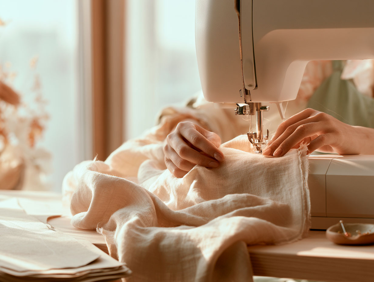 Sewing slowly at the machine and pressing each seam — the two habits that improve a beginner's results most