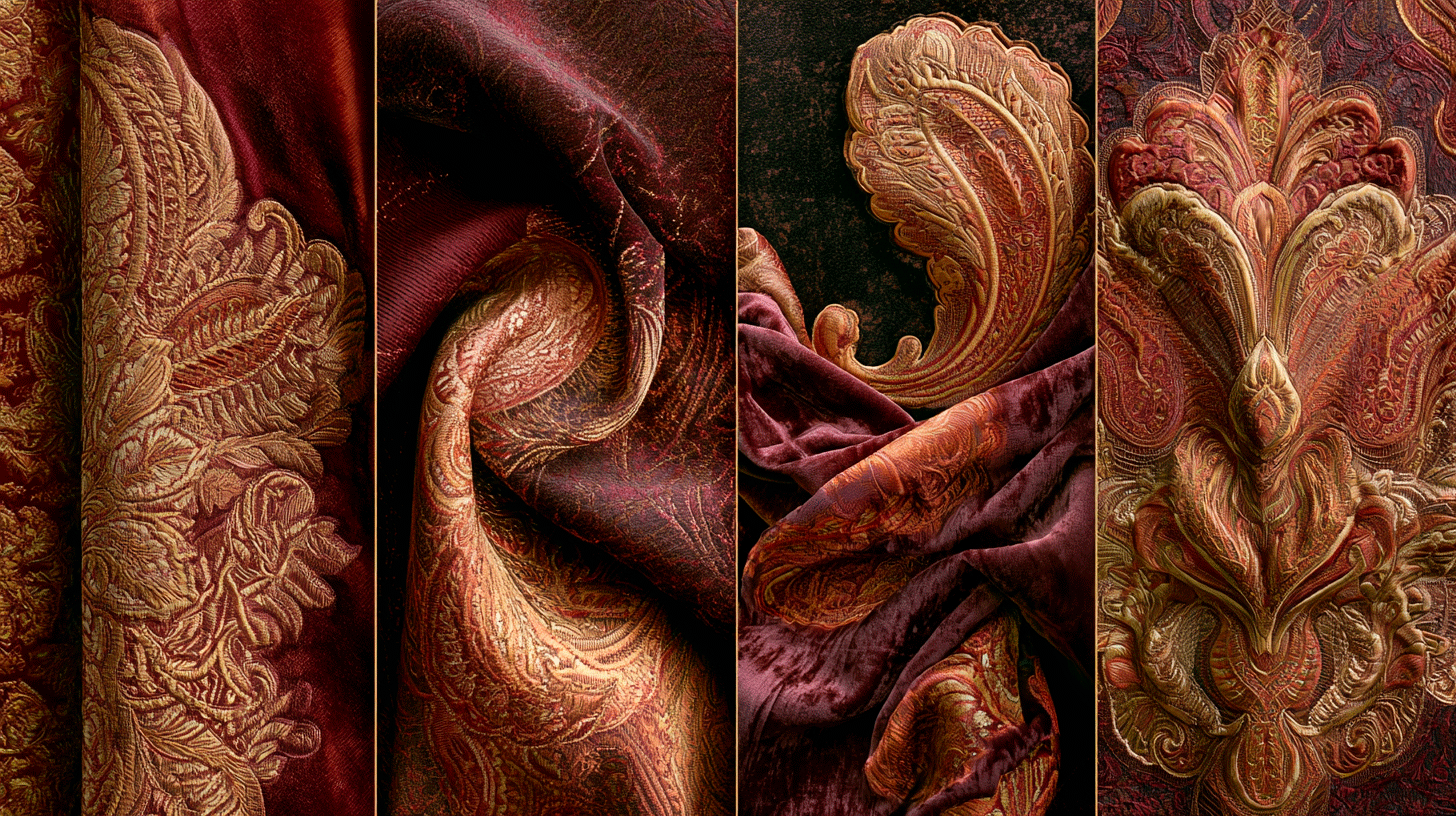 Velvet and brocade — richly decorated heavy fabrics that are not for summer wear