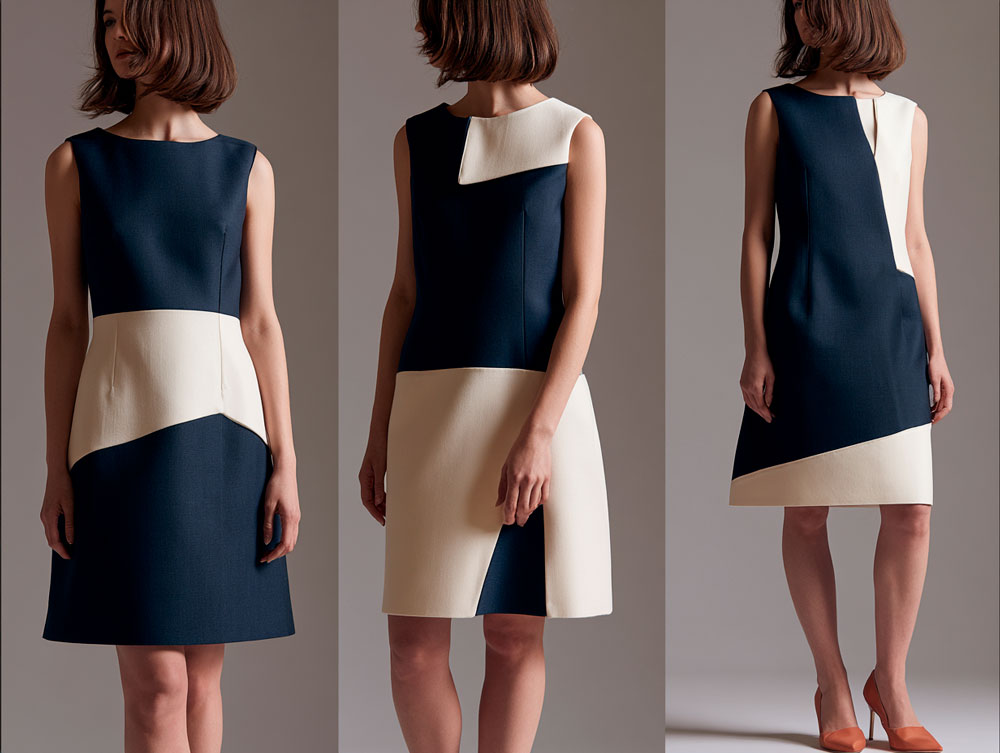 Placement variations — different ways to divide a dress with colour