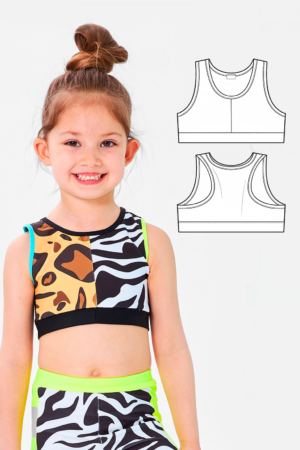 Side girls' cropped top sewing pattern + video tutorial