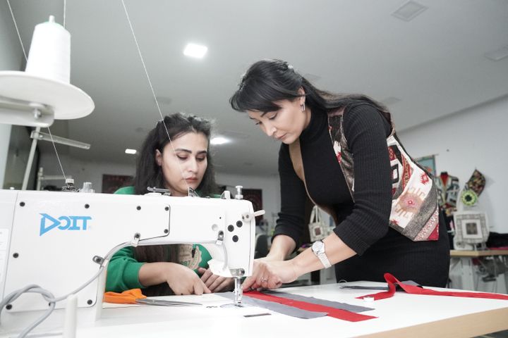 A sewing class at work