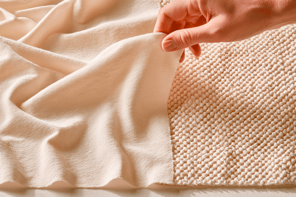 Cotton jersey and piqué knit fabrics for a boy's polo shirt — texture comparison